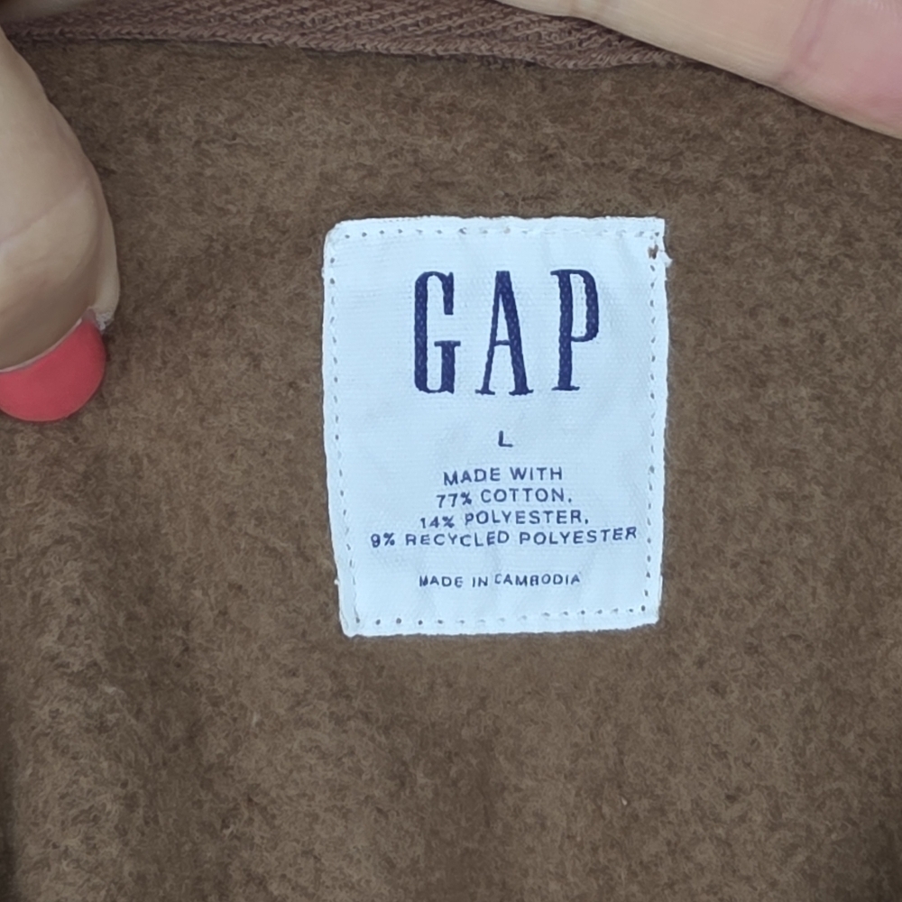 GAP Logo Hoodie Long Sleeve Kanga Pocket Brazen Brown Tan L - Picture 5 of 7